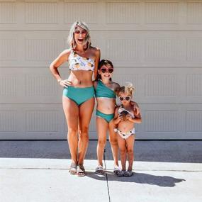 img 2 attached to 🍋 Lemon Print Mommy and Me Family Matching Swimsuit - Sporty Monokini Bathing Suit for Summer Beach Wear