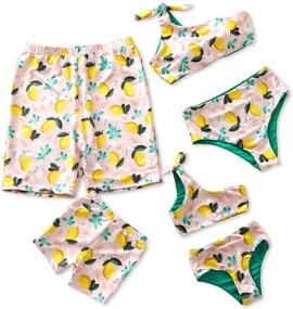 img 4 attached to 🍋 Lemon Print Mommy and Me Family Matching Swimsuit - Sporty Monokini Bathing Suit for Summer Beach Wear