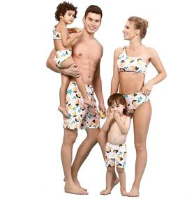 img 1 attached to 🍋 Lemon Print Mommy and Me Family Matching Swimsuit - Sporty Monokini Bathing Suit for Summer Beach Wear