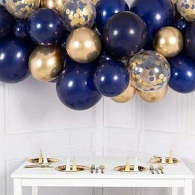 img 2 attached to 🎈 60-Piece 12-inch Navy Gold Confetti Metallic Chrome Balloons for Baby Shower, Birthday Party, Wedding Party, and Children's Party Decorations