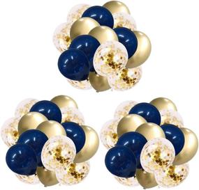 img 4 attached to 🎈 60-Piece 12-inch Navy Gold Confetti Metallic Chrome Balloons for Baby Shower, Birthday Party, Wedding Party, and Children's Party Decorations