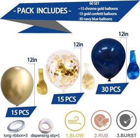 img 3 attached to 🎈 60-Piece 12-inch Navy Gold Confetti Metallic Chrome Balloons for Baby Shower, Birthday Party, Wedding Party, and Children's Party Decorations