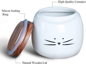 img 2 attached to 🐱 Koolkatkoo Ceramic Cat Canister Set with Bamboo Lid - White Round Kitchen Storage for Coffee, Tea, Sugar, and Food - Set of 3