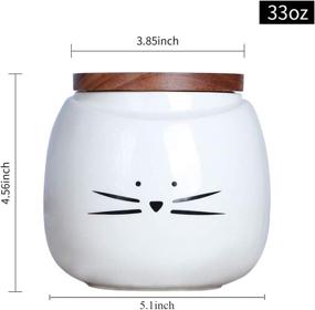 img 3 attached to 🐱 Koolkatkoo Ceramic Cat Canister Set with Bamboo Lid - White Round Kitchen Storage for Coffee, Tea, Sugar, and Food - Set of 3