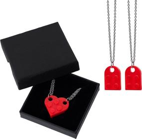 img 3 attached to 🧱 Heart-Shaped Brick Necklace Set: 2-Piece Jewelry for Couples or Friends, Compatible with Lego Elements - Ideal Gift for Him or Her