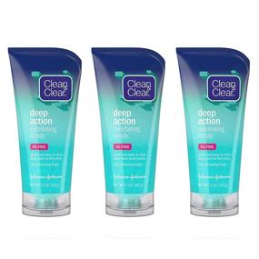 img 4 attached to Clean & Clear Deep Action Exfoliating Facial Scrub - Oil-Free, Cooling Face Wash for 🧼 Deep Pore Cleansing with Natural Exfoliating Beads - Refreshing Daily Face Scrubber (Pack of 3, 5 oz)