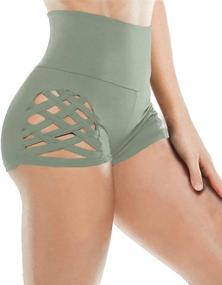 img 2 attached to 🩳 Aurgelmir Women's High Waist Tummy Control Yoga Shorts with Criss Cross Design - Athletic Sports Booty Leggings