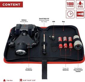 img 2 attached to 🔦 BLIKZONE 3-Pc Head Lamp Car and Camping Kit: Rechargeable, USB Powered with Bonus Battery Post Terminal Cleaner and Air Pressure Gauge