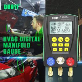 img 3 attached to 🌡️ Digital HVAC Manifold Gauge Set for Refrigeration/Air Conditioning - Precision Digital Gauges with Dual Pressure and Temperature Testing, Complete with Hoses, Hose Clamp Set, Toolbox and Essential HVAC Tools