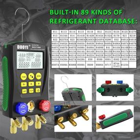img 1 attached to 🌡️ Digital HVAC Manifold Gauge Set for Refrigeration/Air Conditioning - Precision Digital Gauges with Dual Pressure and Temperature Testing, Complete with Hoses, Hose Clamp Set, Toolbox and Essential HVAC Tools