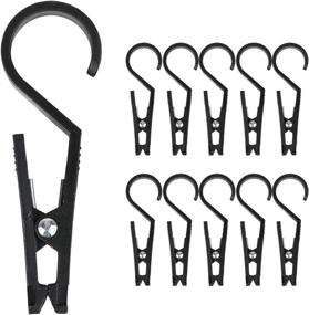 img 4 attached to 🧷 Dual-ended Laundry Hooks Clothes Pins Hanging Clips Plastic Hanger, Pack of 10 - Zelta (Black)
