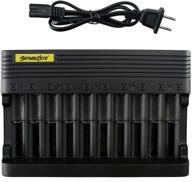 skywolfeye 10-slot universal smart battery charger for 3.7v li-ion rechargeable 🔋 batteries - compatible with 18650, 26650, 14500, 16340, 18500, 10440, 18350, 17670 batteries logo