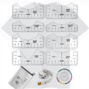 img 4 attached to 👕 FINFINLIFE T-Shirt Ruler - 10 Pack, Vinyl Shirt Alignment Guide, Transparent V-Neck/Round T Ruler for Children, Youth, and Adults - Front and Back Measurement, Center Designs