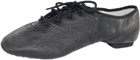 img 1 attached to 👯 Danzcue Youth Leather Lace up Jazz Shoes: Precise Footwork and Maximum Support for Young Dancers