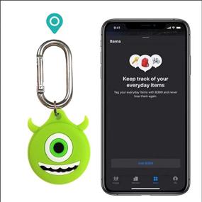 img 3 attached to Чехол для AirTags: Милый дизайн 3D-анимации, беспроводной GPS-трекер с мягким силиконом, брелоком и аксессуарами для простого поиска (светло-зеленый) в 2021 году