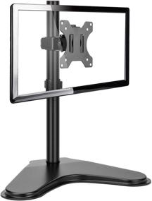 img 4 attached to 🖥️ HUANUO Single Monitor Stand – Full Motion Free Standing Desk Mount Riser for 13-32 Inch Screens with Height Adjustment, Tilt, Swivel, and Rotation