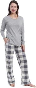 img 3 attached to 👖 Comfy and Cozy: Cherokee Women's Soft Pajama Shirt and Pants Set
