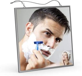img 4 attached to Liootech Ultra-Thin Fogless Shaving Shower Mirror with Stainless Steel Chains - 6.7 inch Metal Frame Ensures Clear Reflection