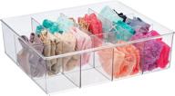 🗄️ mdesign clear plastic drawer and closet storage bin with 12 compartments - organizer for scarves, socks, ties, bras, underwear - dress drawer organizer and shelf organization logo