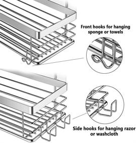 img 2 attached to 🛁 Оримед Корзина стеллаж для ванной с пятью крючками на клейкой основе - нержавеющий стенной монтажный стеллаж для ванной комнаты, туалета, кухни - 2 штуки