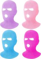 🧣 full cover knit ski mask winter balaclava for men and women - 4 pieces, 3-hole design, warm and ideal for outdoor sports logo