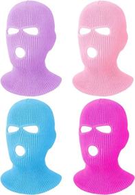 img 4 attached to 🧣 Full Cover Knit Ski Mask Winter Balaclava for Men and Women - 4 Pieces, 3-Hole Design, Warm and Ideal for Outdoor Sports