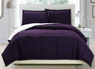 🔮 deluxe reversible down alternative comforter set - king/cal king, dark purple/white, luxuriously soft, corner tab duvet insert included logo