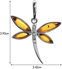 img 1 attached to 🦋 Sophisticated Amber Sterling Silver Dragonfly Pendant for a Stunning Look