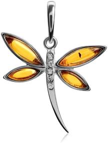 img 3 attached to 🦋 Sophisticated Amber Sterling Silver Dragonfly Pendant for a Stunning Look