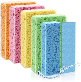 img 4 attached to 🧽 10PACK Colored Cleaning Sponge: Reusable & Biodegradable Kitchen Scrub Sponge with Double Scrubbing Sides for Effective Cleaning