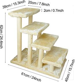 img 3 attached to 🐴 Enhanced Cowboy Wooden Pet Stairs: 4-Step Ladder with Detachable Carpet for Easy Access to High Beds and Couches