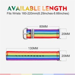 img 1 attached to 🌈 Bandmax LGBT Gay Pride Parade Rainbow Fitbit Versa Bands - Nylon Woven Fitbit Versa Sport Strap for Men and Women, Wristband Replacement Watch Band with Updated Connectors