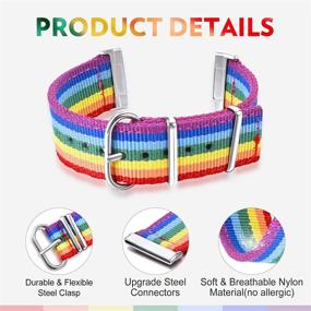 img 3 attached to 🌈 Bandmax LGBT Gay Pride Parade Rainbow Fitbit Versa Bands - Nylon Woven Fitbit Versa Sport Strap for Men and Women, Wristband Replacement Watch Band with Updated Connectors