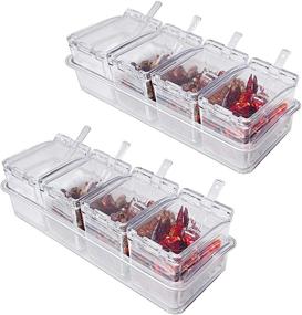 img 4 attached to 🍽️ Transparent Kitchen Seasoning Box Set of 2 - Spice Jars, Plastic Storage Containers with Lid and Spoon