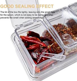 img 1 attached to 🍽️ Transparent Kitchen Seasoning Box Set of 2 - Spice Jars, Plastic Storage Containers with Lid and Spoon