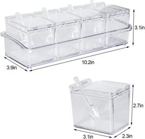 img 3 attached to 🍽️ Transparent Kitchen Seasoning Box Set of 2 - Spice Jars, Plastic Storage Containers with Lid and Spoon