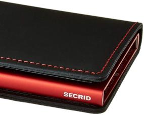 img 2 attached to 👛 SECRID - Genuine Matte Leather RFID Safe Card Case, Slim Wallet for up to 12 Cards (Black Red)