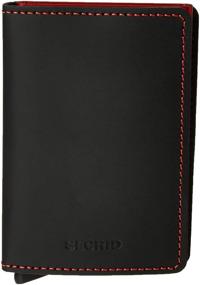 img 4 attached to 👛 SECRID - Genuine Matte Leather RFID Safe Card Case, Slim Wallet for up to 12 Cards (Black Red)