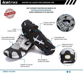 img 2 attached to ICETRAX V3 HEX Winter Ice Grips for Shoes and Boots - Snow and Ice Cleats with StayON Toe, Reflective Heel