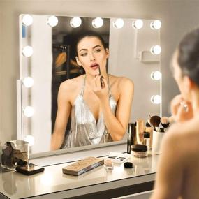 img 4 attached to 15 LED Bulb Hollywood Vanity Makeup Mirror: Large Size with 💄 Adjustable Brightness, 3 Color Modes, 10X Magnification, USB Charging - Optimize your Search