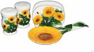 ack 83025/28 country sunflower painted stove top set with salt and pepper shaker, napkin holder, and spoon rest logo