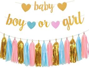 img 4 attached to Aonor Gender Reveal Party Decorations: Glitter Letters, Baby and Boy or Girl Banner, Hearts & Tissue Paper Tassels Set for Baby Shower