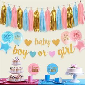 img 3 attached to Aonor Gender Reveal Party Decorations: Glitter Letters, Baby and Boy or Girl Banner, Hearts & Tissue Paper Tassels Set for Baby Shower