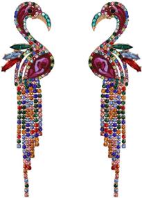 img 4 attached to 🦩 Exquisite Crystal Flamingo Stud Earrings with Vibrant Colors and Gorgeous Tassel Detail