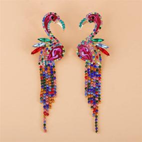 img 3 attached to 🦩 Exquisite Crystal Flamingo Stud Earrings with Vibrant Colors and Gorgeous Tassel Detail