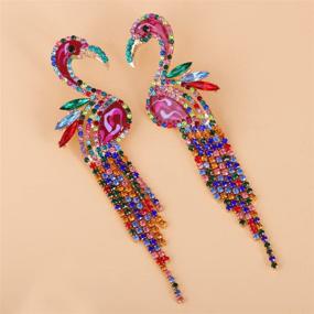 img 2 attached to 🦩 Exquisite Crystal Flamingo Stud Earrings with Vibrant Colors and Gorgeous Tassel Detail