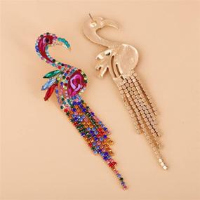 img 1 attached to 🦩 Exquisite Crystal Flamingo Stud Earrings with Vibrant Colors and Gorgeous Tassel Detail