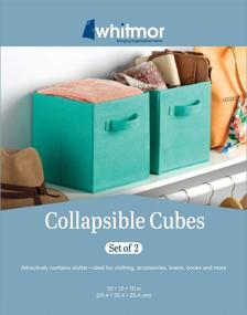 img 1 attached to Whitmor Turquoise Collapsible Cubes - Set of 2, 10 x 10 x 10 inches - Organize Your Space with Style!