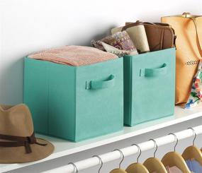 img 2 attached to Whitmor Turquoise Collapsible Cubes - Set of 2, 10 x 10 x 10 inches - Organize Your Space with Style!