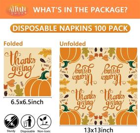 img 2 attached to 100PCS Thanksgiving Napkins - 13x13 Disposable Paper Napkins for Fall Party Supplies, Thanksgiving Dinner Party Table Decorations - Orange Paper Napkins with Yellow Pumpkin Design